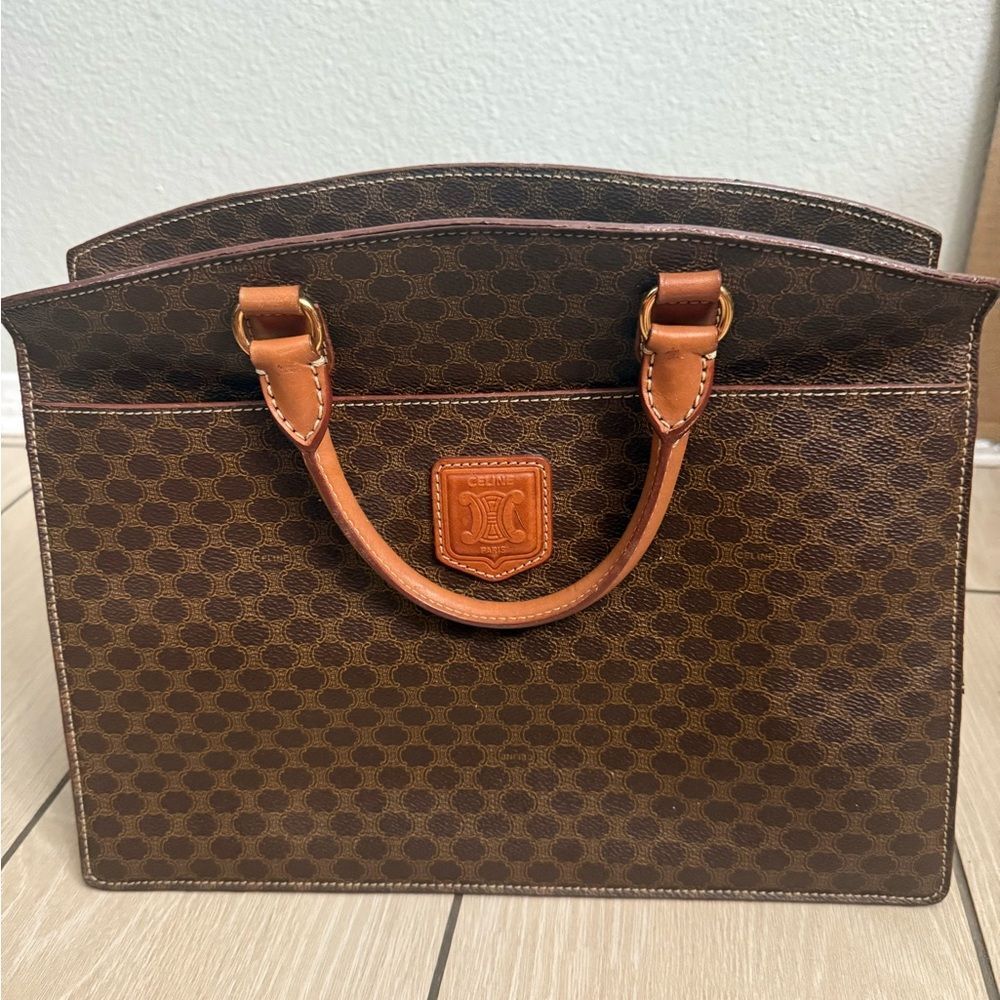 Preloved in great condition Celine Brown Patterned Women's top handle bag